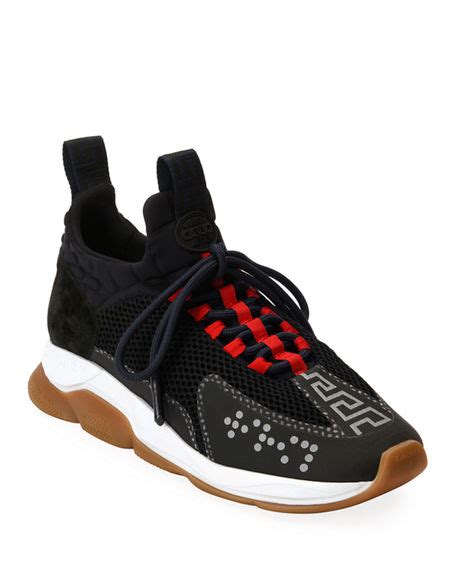 versace cross chainer mesh neoprene and suede sneakers|Buy Versace Cross Chainer 'Black Red' 2019 .